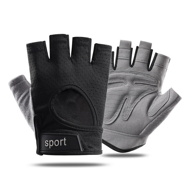 M Black Silicone Padded Workout Gloves - Non-Slip Weightlifting Gloves for Enhanced Grip and Palm Protection.