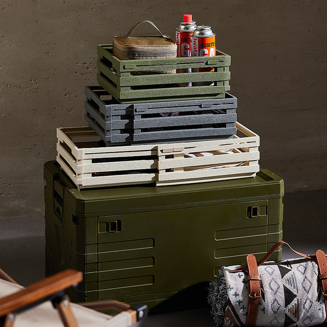 Green Foldable Industrial Storage Crates - Portable Outdoor Collapsible Storage Box for Home and Travel.