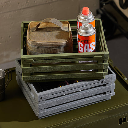 Green Foldable Industrial Storage Crates - Portable Outdoor Collapsible Storage Box for Home and Travel.