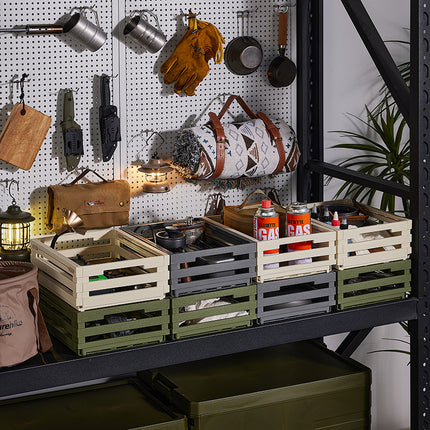 Green Foldable Industrial Storage Crates - Portable Outdoor Collapsible Storage Box for Home and Travel.