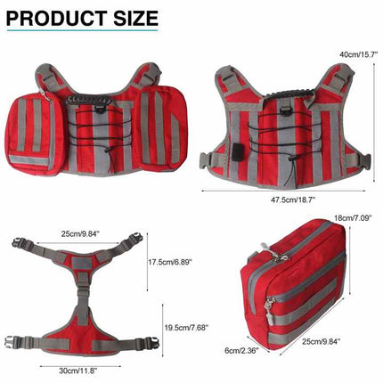 Black Dog Tactical Backpack Harness - Adjustable Outdoor Camouflage Saddle Bag for Dogs.