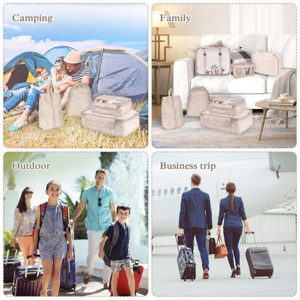 Pink Travel Packing Cube Set - 7-Piece Luggage Organizer for Clothes, Toiletries, and Accessories.