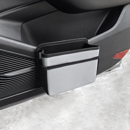 Grey Upgraded Waterproof Car Storage Bag - Multi-Position Hanging Organizer.