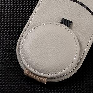 Beige Multifunctional Car Sun Visor Glasses Clip with Card Holder - Compact and Convenient.