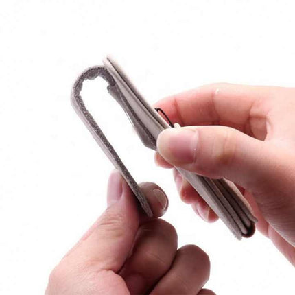 Beige Multifunctional Car Sun Visor Glasses Clip with Card Holder - Compact and Convenient.