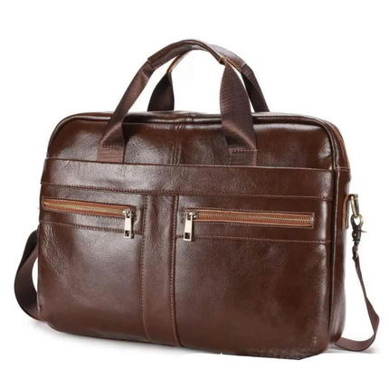 Brown Men's Genuine Leather Briefcase - Classic Business Messenger Bag.