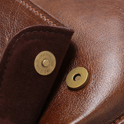 Brown Men's Genuine Leather Shoulder Bag - Vintage Business Briefcase.
