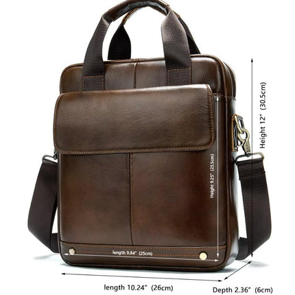 Brown Men's Genuine Leather Shoulder Bag - Vintage Business Briefcase.