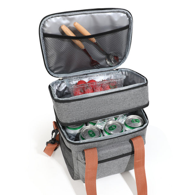 Grey Waterproof Insulated Lunch Bag - Leakproof Thermal Cooler for Food and Drinks.