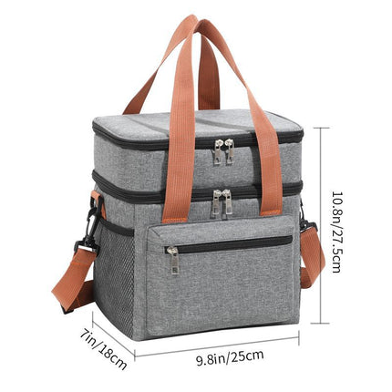 Grey Waterproof Insulated Lunch Bag - Leakproof Thermal Cooler for Food and Drinks.
