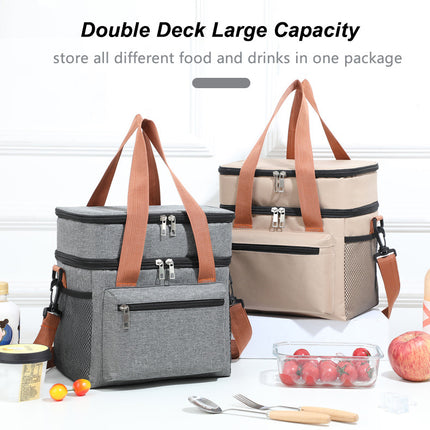 Grey Waterproof Insulated Lunch Bag - Leakproof Thermal Cooler for Food and Drinks.