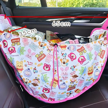 Green Car Back Seat Organizer Hammock - Portable Storage Solution.