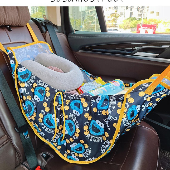Nevy Blue Car Back Seat Organizer Hammock - Portable Storage Solution.