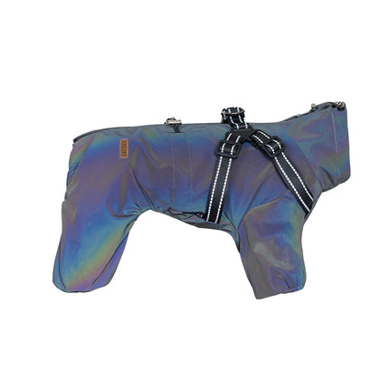 S Laser Adjustable Waterproof Reflective Dog Raincoat with Harness Design.