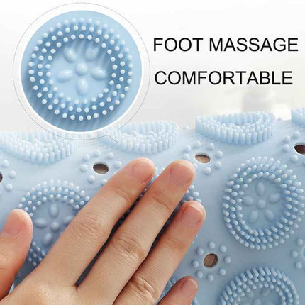 Grey Non-Slip Round Shower Foot Scrubber Mat - Soft Silicone Massage Pad for Foot Cleaning.