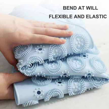 Blue Non-Slip Round Shower Foot Scrubber Mat - Soft Silicone Massage Pad for Foot Cleaning.