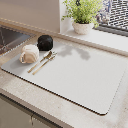 Silver Waterproof Quick-Dry Kitchen Mat - Non-Slip Rubber Base, Absorbent Technology Fabric, 4mm Thick.