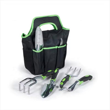 Orange 8-Piece Heavy-Duty Gardening Tool Set with Ergonomic Handles and Storage Bag.