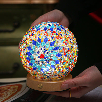 Blue  Handmade Mosaic Glass Lamp - Vibrant Decorative Table Light.