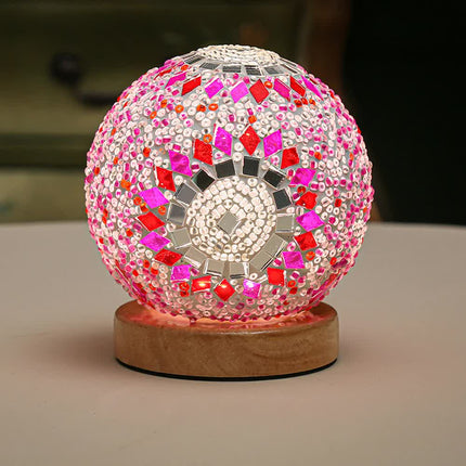 Pink Handmade Mosaic Glass Lamp - Vibrant Decorative Table Light.