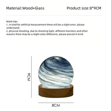 Sunset LED Planet Night Light with Wooden Base, USB Rechargeable.