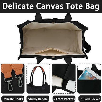 White Stylish Canvas Briefcase Tote Bag with Large Capacity for Women.