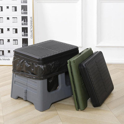 Grey Portable Folding Outdoor Toilet with Lid - Heavy Duty 150kg Capacity.