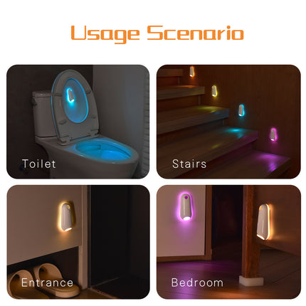 LED Motion Sensor Toilet Night Light - 8-Color Adjustable Glow with Modern Design.