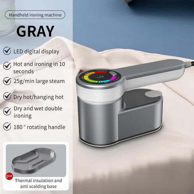 Grey Portable Handheld Garment Steamer | Mini Steam Iron for Home & Dorm Use | Compact Clothes Steaming Iron.