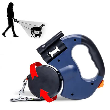 Black Dual Retractable Dog Leash | 2-in-1 Automatic Pet Leash for Walking Two Dogs Simultaneously.