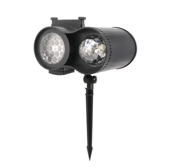 Ground Insert  Outdoor Waterproof Lawn Dual-Tube Projection Light - LED Halloween & Christmas Dynamic Water Ripple Animation, Replaceable 12 Slides, Stake or Stand Mountable.