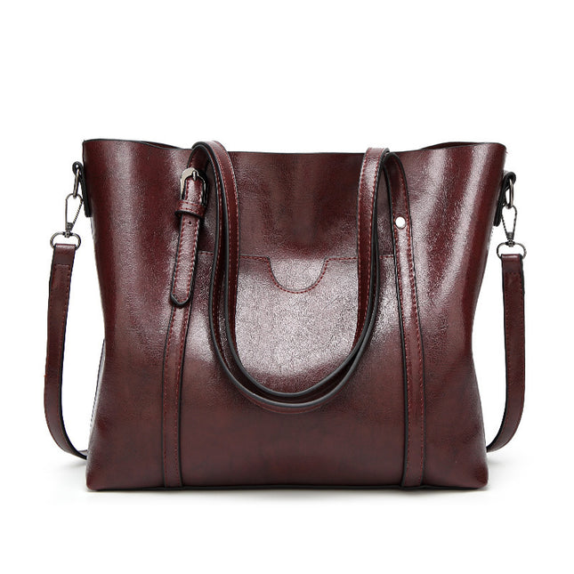 Dark Brown Fashionable Soft Leather Women's Handbag, Large Capacity Shoulder & Crossbody Tote, Casual Bucket Bag.