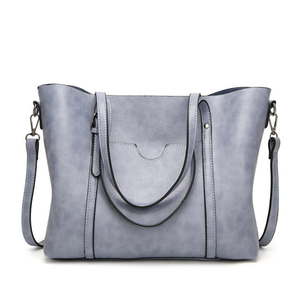 Light Blue Fashionable Soft Leather Women's Handbag, Large Capacity Shoulder & Crossbody Tote, Casual Bucket Bag.