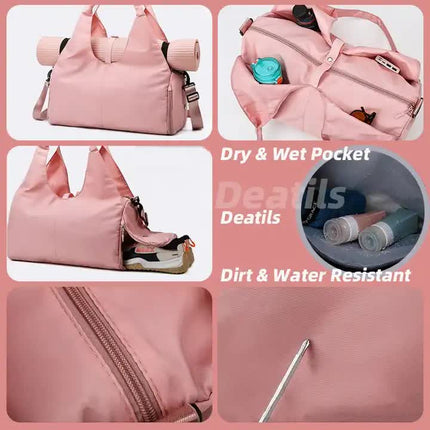 Light Green Oxford Fabric Women's Shoulder Bag, Large Capacity Yoga & Gym Bag with Separate Shoe Compartment - Stylish & Functional Sport Bag.