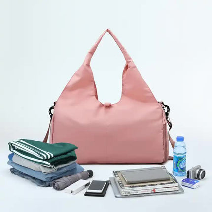 Light Green Oxford Fabric Women's Shoulder Bag, Large Capacity Yoga & Gym Bag with Separate Shoe Compartment - Stylish & Functional Sport Bag.