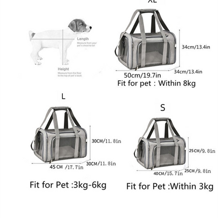 L Black Portable Foldable Pet Carrier Bag - Large Capacity Travel Carrier for 2 Small Pets, Comfortable and Stylish Cat Backpack, Foldable & Easy to Carry.