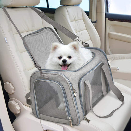 L Pink Portable Foldable Pet Carrier Bag - Large Capacity Travel Carrier for 2 Small Pets, Comfortable and Stylish Cat Backpack, Foldable & Easy to Carry.