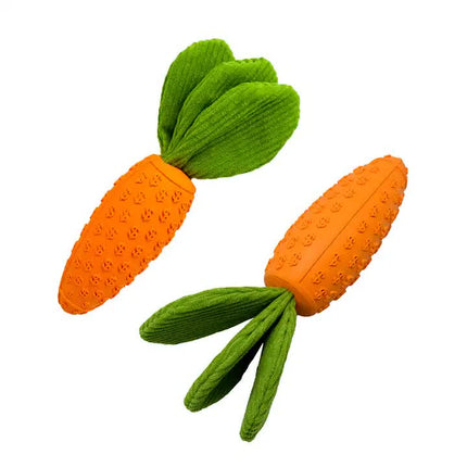 2 PCS Durable Rubber Carrot Dog Toy – Squeaky Chew Toy for Large Dogs, Puppy Teething & Dental Care, Interactive Play for Bored Pets.