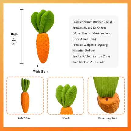 2 PCS Durable Rubber Carrot Dog Toy – Squeaky Chew Toy for Large Dogs, Puppy Teething & Dental Care, Interactive Play for Bored Pets.