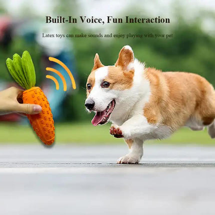 2 PCS Durable Rubber Carrot Dog Toy – Squeaky Chew Toy for Large Dogs, Puppy Teething & Dental Care, Interactive Play for Bored Pets.