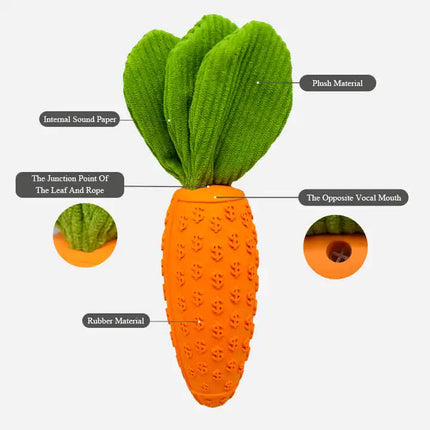 2 PCS Durable Rubber Carrot Dog Toy – Squeaky Chew Toy for Large Dogs, Puppy Teething & Dental Care, Interactive Play for Bored Pets.