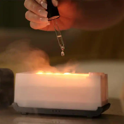White Timing Simulation Aroma Diffuser Usb Household Flame Humidifier Aromatherapy Machine Spray Air Flame Humidifier Diffuser.