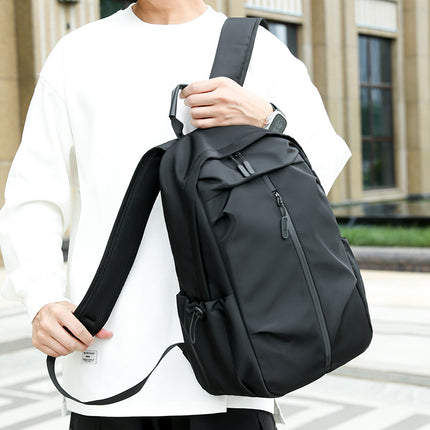 Black Casual Korean Style Backpack – Versatile Laptop Bag for Students, Business, and Travel – Fashionable and Practical.