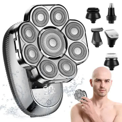 New Digital Display 9-Blade Electric Shaver – 6-in-1 Rechargeable Head Shaver & Grooming Kit for Smooth Shaving and Haircutting.