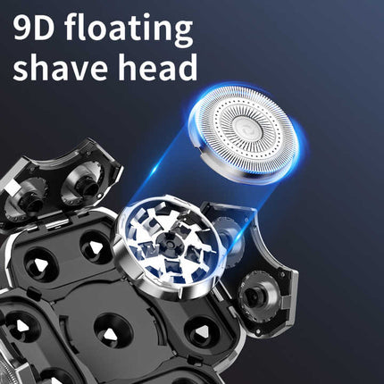 New Digital Display 9-Blade Electric Shaver – 6-in-1 Rechargeable Head Shaver & Grooming Kit for Smooth Shaving and Haircutting.