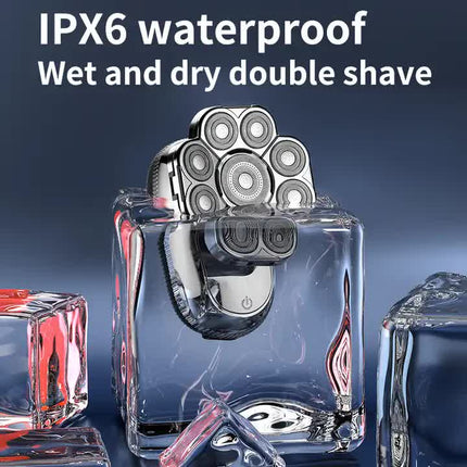 New Digital Display 9-Blade Electric Shaver – 6-in-1 Rechargeable Head Shaver & Grooming Kit for Smooth Shaving and Haircutting.