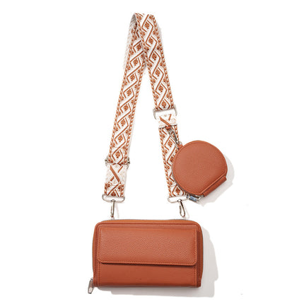 Brown 2-piece combination new mobile phone shoulder bag niche design one-shoulder messenger bag mobile phone bag multi-function wide shoulder strap mother-and-child bag.