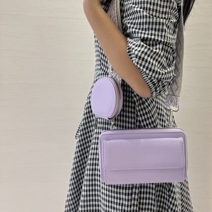 Brown 2-piece combination new mobile phone shoulder bag niche design one-shoulder messenger bag mobile phone bag multi-function wide shoulder strap mother-and-child bag.
