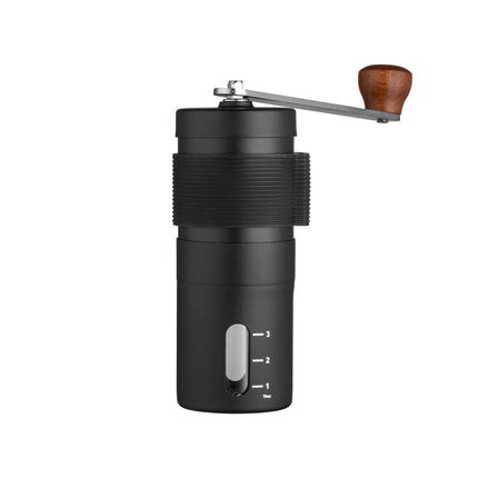 Black Portable Stainless Steel Coffee Grinder - Manual Hand-Cranked Coffee Mill, Heavy-Duty Burr Grinder for Fresh Coffee Beans.