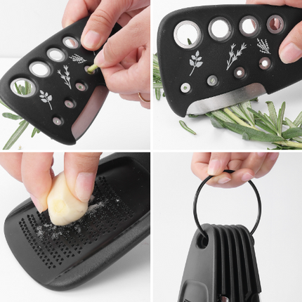 Stackable Kitchen Tool Set - Multi-Function Grater, Herb Cutter, Garlic Press, Can Opener, Cheese Grater, Pizza Cutter & Spice Set.